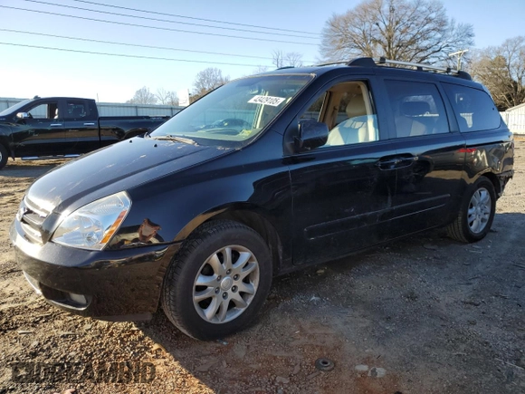 2007 Kia Sedona LX with VIN KNDMB233776149624, listed as a Copart auction lot 43429105 with 184,399 mi miles and Salvage Title. Bid and sale history available at carsss.com. Image 1.