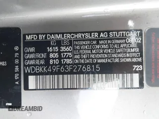 2003 Mercedes-Benz SLK 230 Kompressor с VIN WDBKK49F63F276815, выставлен на аукционе IAAI как лот 42412039 с пробегом 96 818 миль миль и . История ставок и продаж доступна на DreamBid. Изображение 9.