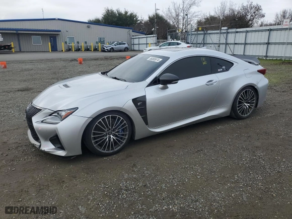 2015 Lexus RC F with VIN JTHHP5BC3F5000328, listed as a Copart auction lot 86008974 with 93,518 mi miles and Salvage Title. Bid and sale history available at carsss.com. Image 1.