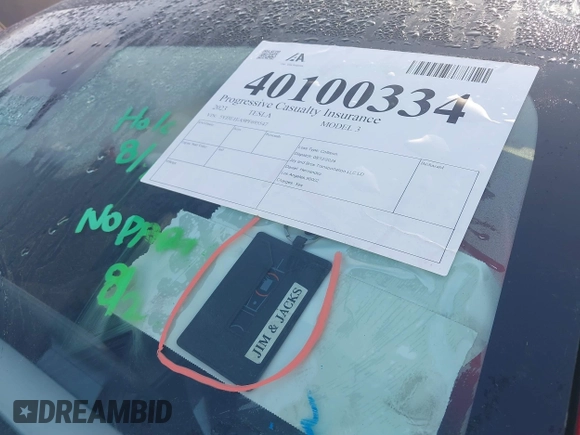 2023 Tesla Model 3 with VIN 5YJ3E1EA9PF695547, listed as a IAAI auction lot 40100334 with Not Provided miles and . Bid and sale history available at DreamBid. Image 11.