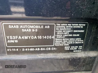 2010 Saab 9-3 z VIN YS3FA4MY0A1614064, wystawiony jako Copart lot #57460515 z przebiegiem 162 650 mil mil oraz Tytuł czysty. Historia ofert i sprzedaży dostępna na DreamBid. Obrazek 12.