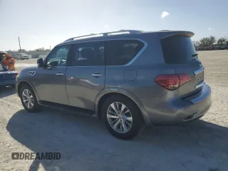2015 Infiniti QX80 with VIN JN8AZ2NF9F9572311, listed as a Copart auction lot 77469224 with 0 mi miles and Salvage Title. Bid and sale history available at carsss.com. Image 2.