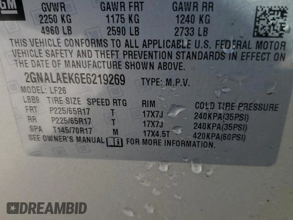 2014 Chevrolet Equinox LS with VIN 2GNALAEK6E6219269, listed as a Copart auction lot 42916585 with 91,996 mi miles and Salvage Title. Bid and sale history available at carsss.com. Image 12.