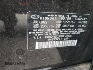 2023 Genesis G80 2.5T with VIN KMTGA4SC5PU152905, listed as a Copart auction lot 72038584 with 12,485 mi miles and Salvage Title. Bid and sale history available at carsss.com. Image 14.