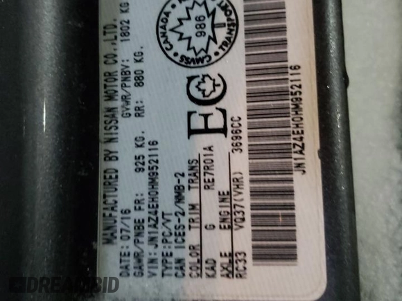 2017 Nissan 370Z Touring with VIN JN1AZ4EH0HM952116, listed as a Copart auction lot 38173744 with 42,901 mi miles and Salvage Title. Bid and sale history available at carsss.com. Image 13.