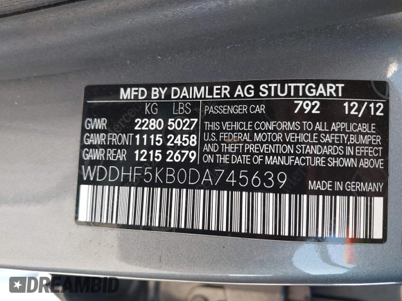 2013 Mercedes-Benz E 350 Luxury z VIN WDDHF5KB0DA745639, wystawiony jako IAAI lot #42407026 z przebiegiem 305 400 mil mil oraz . Historia ofert i sprzedaży dostępna na DreamBid. Obrazek 9.