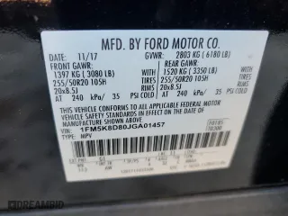 2018 Ford Explorer XLT with VIN 1FM5K8D80JGA01457, listed as a Copart auction lot 41652665 with 68,925 mi miles and Salvage Title. Bid and sale history available at carsss.com. Image 13.