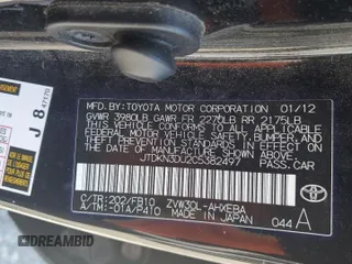 2012 Toyota Prius One with VIN JTDKN3DU2C5382497, listed as a Copart auction lot 55184755 with 241,102 mi miles and Clean Title. Bid and sale history available at carsss.com. Image 12.