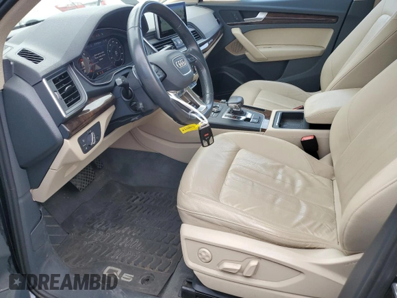 2018 Audi Q5 Premium Plus with VIN WA1BNAFY6J2163328, listed as a Copart auction lot 65366225 with 58,391 mi miles and Salvage title. Bid and sale history available at DreamBid. Image 7.