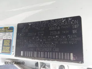 2016 Kia Optima LX z VIN KNAGT4L3XG5095972, wystawiony jako IAAI lot #42130422 z przebiegiem 103 420 mil mil oraz . Historia ofert i sprzedaży dostępna na DreamBid. Obrazek 9.