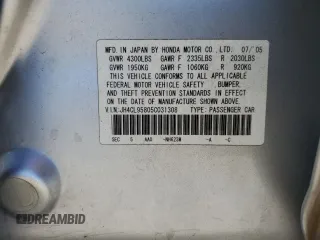 2005 Acura TSX z VIN JH4CL95805C031308, wystawiony jako Copart lot #70239994 z przebiegiem 332 822 mil mil oraz Szkoda całkowita • Salvage title. Historia ofert i sprzedaży dostępna na DreamBid. Obrazek 13.