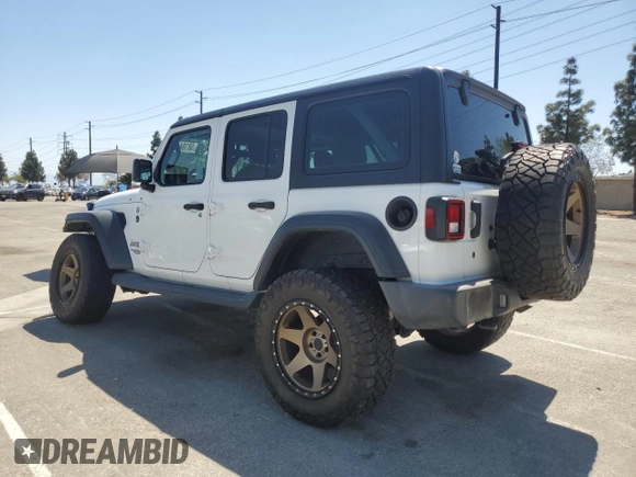 2018 Jeep Wrangler Unlimited Sport S with VIN 1C4HJXDG5JW172653, listed as a Copart auction lot 58184155 with 81,872 mi miles and Salvage title. Bid and sale history available at DreamBid. Image 2.