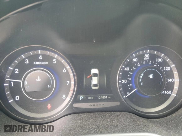 2014 Hyundai Azera Limited with VIN KMHFH4JG1EA376452, listed as a Copart auction lot 59703095 with 124,801 mi miles and Salvage title. Bid and sale history available at DreamBid. Image 9.