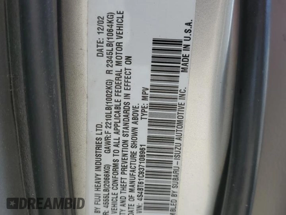 2003 Subaru Baja z VIN 4S4BT61C937108961, wystawiony jako Copart lot #57433465 z przebiegiem 242 989 mil mil oraz Czysty tytuł • Clean title. Historia ofert i sprzedaży dostępna na DreamBid. Obrazek 13.