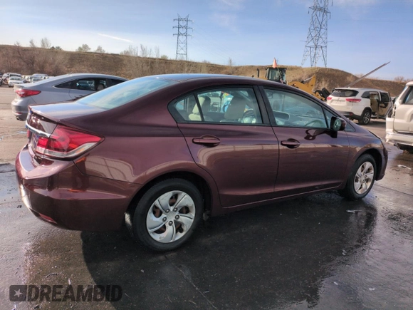 2014 Honda Civic Sedan LX with VIN 19XFB2F59EE041342, listed as a Copart auction lot 50765435 with 203,359 mi miles and Salvage Title. Bid and sale history available at carsss.com. Image 3.