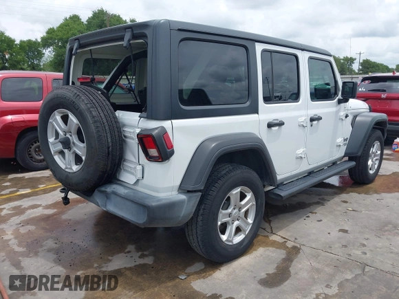 2019 Jeep Wrangler Unlimited Sport S with VIN 1C4HJXDN3KW689739, listed as a IAAI auction lot 42358604 with 73,271 mi miles and . Bid and sale history available at DreamBid. Image 4.