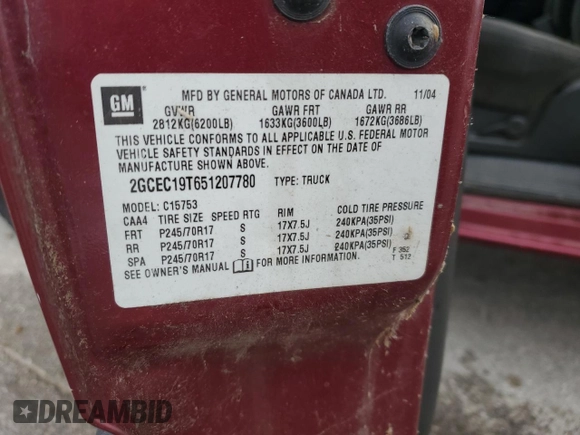 2005 Chevrolet Silverado 1500 LS z VIN 2GCEC19T651207780, wystawiony jako Copart lot #51638165 z przebiegiem 239 408 mil mil oraz Czysty tytuł • Clean title. Historia ofert i sprzedaży dostępna na DreamBid. Obrazek 12.