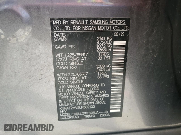 2020 Nissan Rogue SV z VIN KNMAT2MV8LP502103, wystawiony jako Copart lot #54402545 z przebiegiem 145 001 mil mil oraz Szkoda całkowita • Salvage title. Historia ofert i sprzedaży dostępna na DreamBid. Obrazek 13.