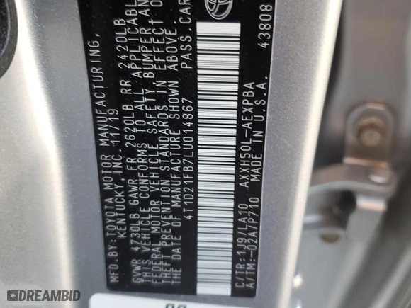 2020 Toyota Avalon Hybrid Limited with VIN 4T1D21FB7LU014867, listed as a Copart auction lot 85123134 with 82,708 mi miles and Salvage Title. Bid and sale history available at carsss.com. Image 15.