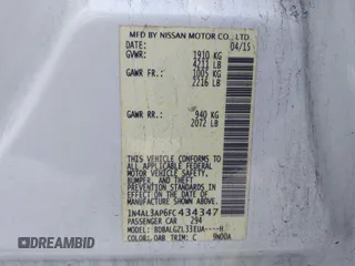 2015 Nissan Altima 2.5 SV with VIN 1N4AL3AP6FC434347, listed as a IAAI auction lot 42058176 with 131,022 mi miles. Bid and sale history available at carsss.com. Image 9.