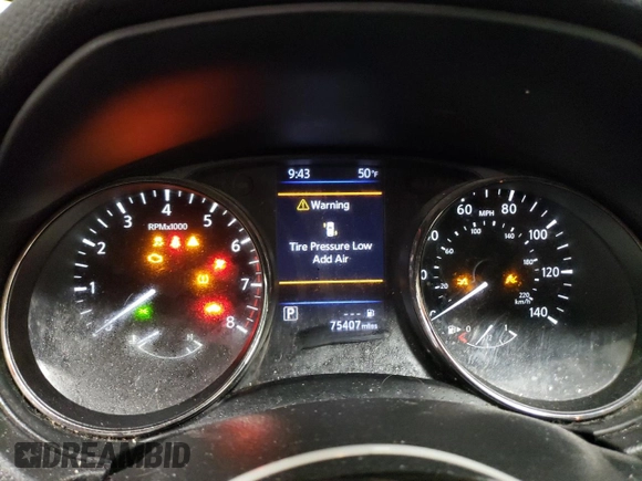 2020 Nissan Rogue S with VIN JN8AT2MV4LW109497, listed as a Copart auction lot 46828255 with 75,407 mi miles and Salvage Title. Bid and sale history available at carsss.com. Image 9.