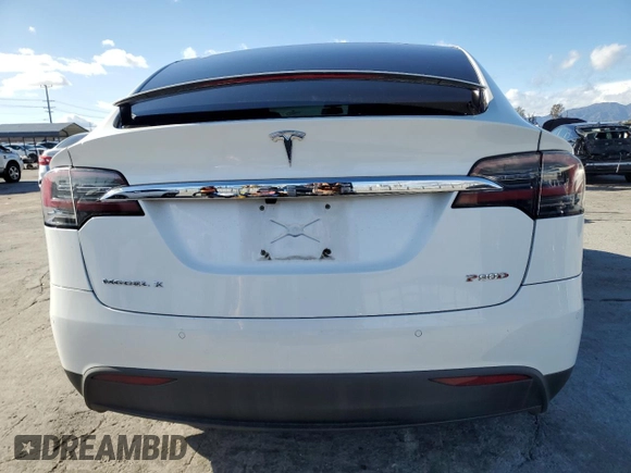 2016 Tesla Model X P90D with VIN 5YJXCBE48GF000255, listed as a Copart auction lot 49186565 with 0 mi miles and Salvage Title. Bid and sale history available at carsss.com. Image 6.