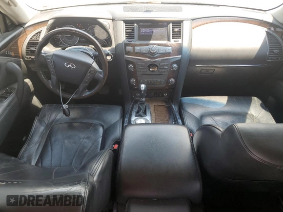 2012 Infiniti QX56 7-passenger with VIN JN8AZ2NE4C9019603, listed as a Copart auction lot 62738594 with 224,183 mi miles and Salvage Title. Bid and sale history available at carsss.com. Image 8.