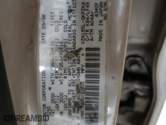 1999 Toyota 4Runner Limited с VIN JT3HN87R1X0198710, выставлен на аукционе Copart как лот 85703374 с пробегом 290 854 миль миль и Списание • Salvage title. История ставок и продаж доступна на DreamBid. Изображение 13.