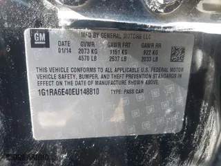 2014 Chevrolet Volt with VIN 1G1RA6E40EU148810, listed as a IAAI auction lot 41457295 with 90,972 mi miles. Bid and sale history available at carsss.com. Image 9.