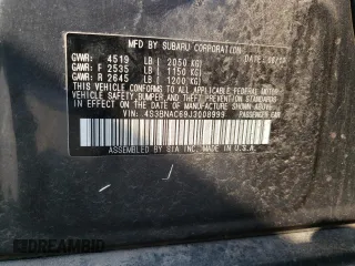 2018 Subaru Legacy Premium with VIN 4S3BNAC69J3008999, listed as a Copart auction lot 65248534 with 124,967 mi miles and Salvage Title. Bid and sale history available at carsss.com. Image 12.
