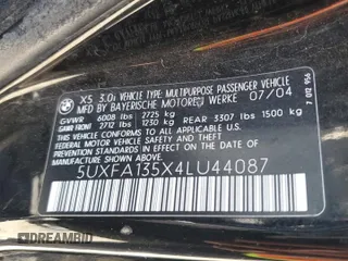 2004 BMW X5 3.0i with VIN 5UXFA135X4LU44087, listed as a Copart auction lot 78683484 with 184,510 mi miles and Salvage Title. Bid and sale history available at carsss.com. Image 15.