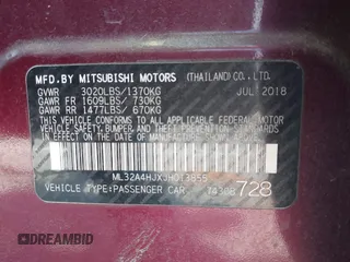 2018 Mitsubishi Mirage SE с VIN ML32A4HJXJH013855, выставлен на аукционе IAAI как лот 42081167 с пробегом 107 119 миль миль и . История ставок и продаж доступна на DreamBid. Изображение 9.
