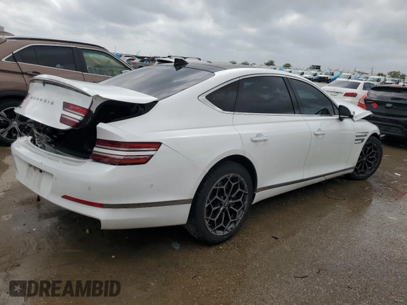 2021 Genesis G80 2.5T z VIN KMTGB4SC6MU067144, wystawiony jako Copart lot #51370875 z przebiegiem Nie podano mil oraz Szkoda całkowita • Salvage title. Historia ofert i sprzedaży dostępna na DreamBid. Obrazek 3.