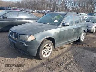 2004 BMW X3 2.5i with VIN WBXPA73474WB26979, listed as a IAAI auction lot 41647877 with 999,999 mi miles. Bid and sale history available at carsss.com. Image 2.