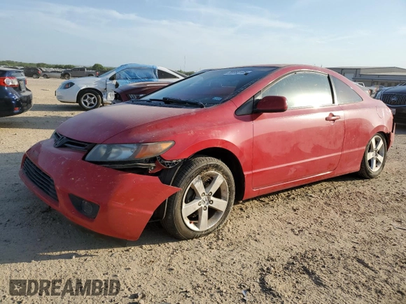 2008 Honda Civic Cpe EX with VIN 2HGFG12818H581015, listed as a Copart auction lot 53350105 with 165,153 mi miles and Salvage Title. Bid and sale history available at carsss.com. Image 1.
