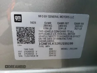 2024 Chevrolet Traverse AWD RS with VIN 1GNEVLKS2RJ155199, listed as a Copart auction lot 78870494 with 6,491 mi miles and Salvage Title. Bid and sale history available at carsss.com. Image 13.