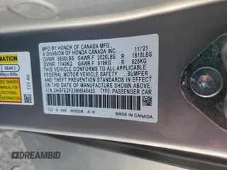 2022 Honda Civic Sedan LX with VIN 2HGFE2F23NH545453, listed as a Copart auction lot 50135735 with 49,951 mi miles and Salvage Title. Bid and sale history available at carsss.com. Image 13.