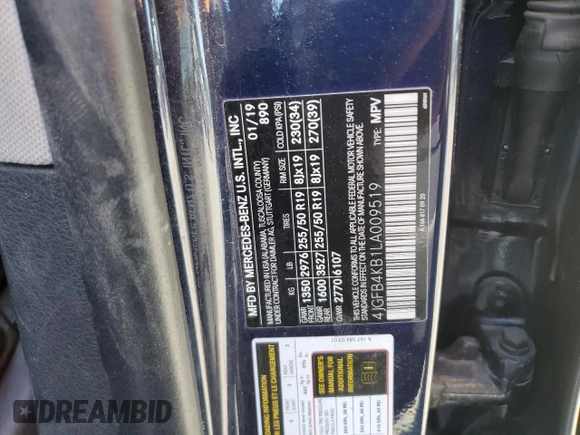 2020 Mercedes-Benz GLE 350 z VIN 4JGFB4KB1LA009519, wystawiony jako Copart lot #57301075 z przebiegiem 54 962 mil mil oraz Szkoda całkowita • Salvage title. Historia ofert i sprzedaży dostępna na DreamBid. Obrazek 13.