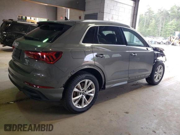 2023 Audi Q3 S line Premium Plus with VIN WA1EECF38P1138944, listed as a Copart auction lot 55373844 with 8,524 mi miles and Salvage title. Bid and sale history available at DreamBid. Image 3.