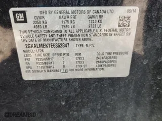 2014 GMC Terrain SLE with VIN 2GKALMEK7E6352847, listed as a Copart auction lot 47767645 with 143,793 mi miles and Salvage Title. Bid and sale history available at carsss.com. Image 13.