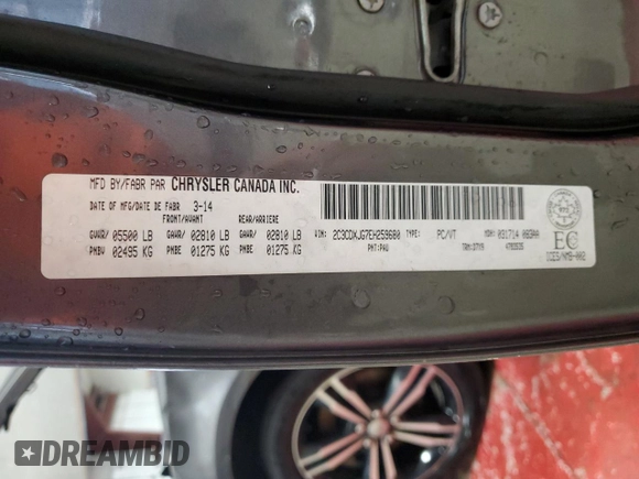 2014 Dodge Charger SXT with VIN 2C3CDXJG7EH259680, listed as a Copart auction lot 52626575 with 164,473 mi miles and Salvage Title. Bid and sale history available at carsss.com. Image 12.