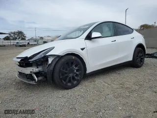 2024 Tesla Model Y Long Range with VIN 7SAYGDEE4RF082262, listed as a Copart auction lot 43828445 with 6,770 mi miles and Salvage Title. Bid and sale history available at carsss.com. Image 1.