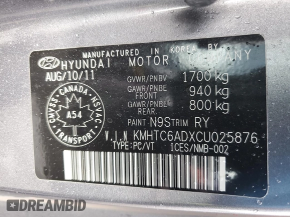 2012 Hyundai Veloster w/Black Int z VIN KMHTC6ADXCU025876, wystawiony jako Copart lot #50377835 z przebiegiem 185 181 mil mil oraz Czysty tytuł • Clean title. Historia ofert i sprzedaży dostępna na DreamBid. Obrazek 13.
