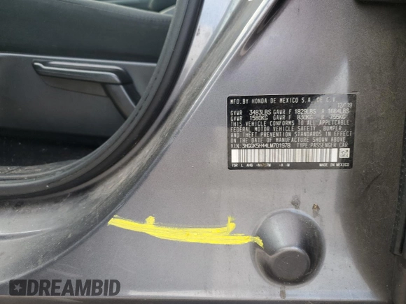2020 Honda Fit LX with VIN 3HGGK5H44LM701978, listed as a Copart auction lot 54890475 with 44,760 mi miles and Non repairable. Bid and sale history available at DreamBid. Image 13.
