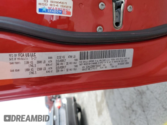 2017 Jeep Compass Trailhawk z VIN 3C4NJDDB8HT668097, wystawiony jako Copart lot #51618075 z przebiegiem 70 612 mil mil oraz Szkoda całkowita • Salvage title. Historia ofert i sprzedaży dostępna na DreamBid. Obrazek 15.