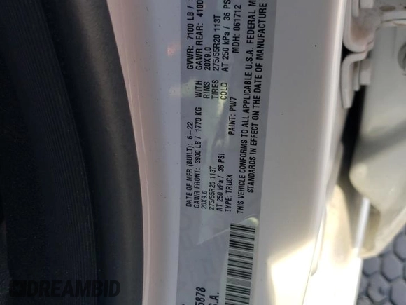 2022 Ram 1500 Lone Star with VIN 1C6SRFFT6NN375878, listed as a Copart auction lot 88467425 with 72,920 mi miles and Salvage title. Bid and sale history available at DreamBid. Image 14.