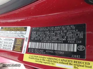 2011 Toyota Camry LE with VIN 4T4BF3EK2BR095645, listed as a IAAI auction lot 41522928 with 1 mi miles. Bid and sale history available at carsss.com. Image 8.