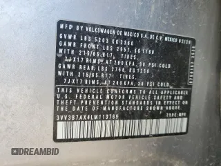 2020 Volkswagen Tiguan SE z VIN 3VV3B7AX4LM113769, wystawiony jako Copart lot #52862055 z przebiegiem 95 920 mil mil oraz Szkoda całkowita • Salvage title. Historia ofert i sprzedaży dostępna na DreamBid. Obrazek 14.