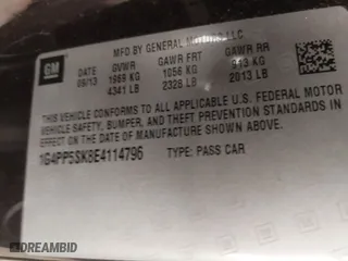 2014 Buick Verano with VIN 1G4PP5SK8E4114796, listed as a IAAI auction lot 41790227 with 98,218 mi miles. Bid and sale history available at carsss.com. Image 9.