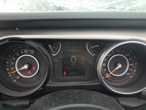 2018 Jeep Wrangler Unlimited Sport with VIN 1C4HJXDG4JW163183, listed as a Copart auction lot 45797205 with 96,979 mi miles and Salvage Title. Bid and sale history available at carsss.com. Image 9.